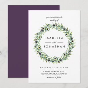 Convites Oliva   Casamento de Watercolor Russ Wreath