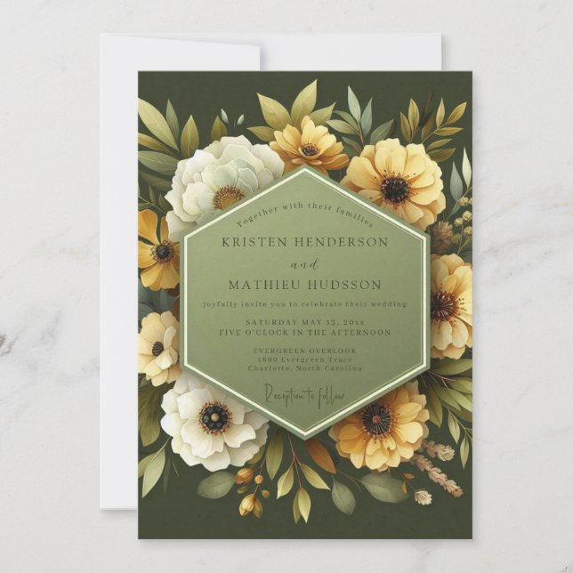 Convites Olive Anemone Autumn Wedding (Frente)
