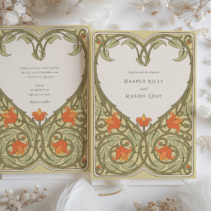 Convites Olive & Apricot Art Nouveau Inspirou Casamento
