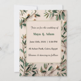Convites Olive Branch Greenery Botanical wedding