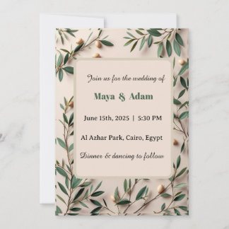 Convites Olive Branch Greenery Botanical wedding