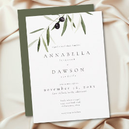 Convites Olive Branch Watercolor Elegant Minimalist Wedding