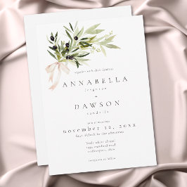 Convites Olive Branch Watercolor Elegant Minimalist Wedding