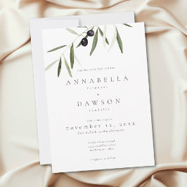 Convites Olive Branch Watercolor Elegant Minimalist Wedding