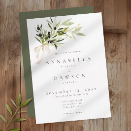Convites Olive Branch Watercolor Elegant Minimalist Wedding