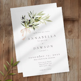 Convites Olive Branch Watercolor Elegant Minimalist Wedding