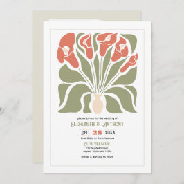 Convites Olive & Coral Clay Abstract Floral Boho Wedding