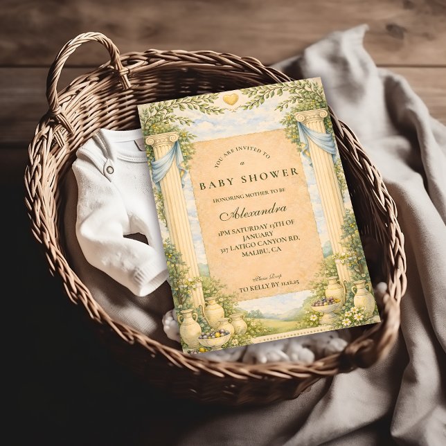 Convites Olive Garden Greek Chá de Bebê (Criador carregado)