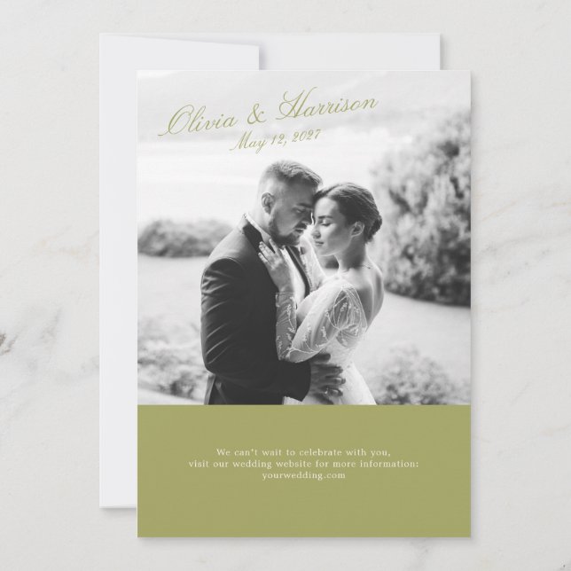 Convites Olive Garden Photo Wedding Invitation (Verso)