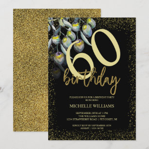 Convites Olive Glitter Dourado Caligrafia Aniversário