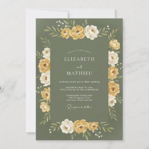 Convites Olive Gold Coroa de Casamento