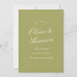 Convites Olive Green Calligraphy Wedding Save The Date Card