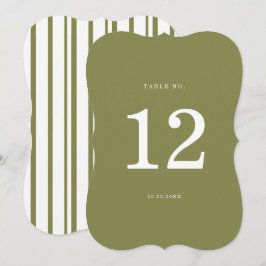 Convites Olive Green Modern Die-Cut Table Number