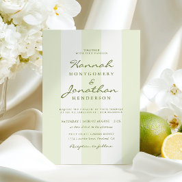Convites Olive Green Stripe Wedding Invitation