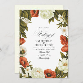 Convites Olive Green Terracotta & Soft Ivory Floral Wedding