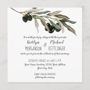 Convites Olive Leaf Folaves Branch Watercolor Casamento Ver