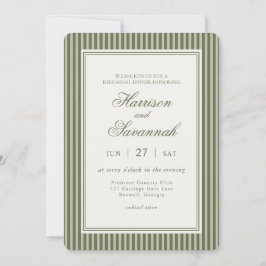 Convites Olive Martini Striped Old Money Rehearsal Dinner