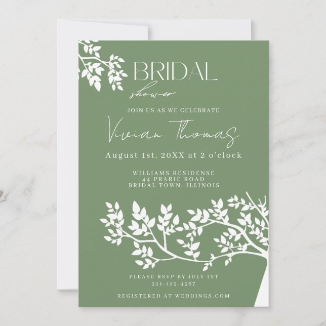 Convites Olive Tree Mediterranean Bridal Shower (Frente)