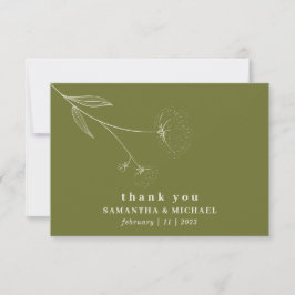 Convites Olive Verde Flor de Algodão Boho bege obrigado