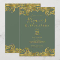 Oliveira Rústica & Renda Dourada Quinceañera Elega