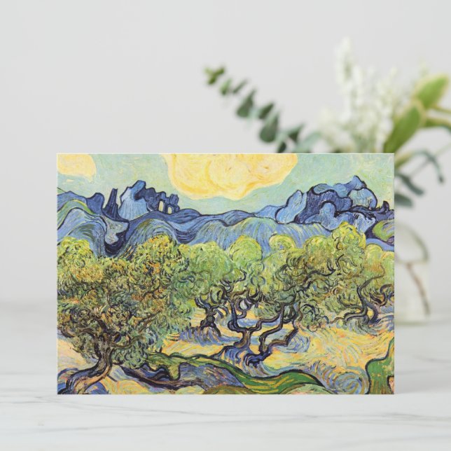 Convites Oliveiras com Alpilles por Vincent van Gogh (Em pé/Frente)