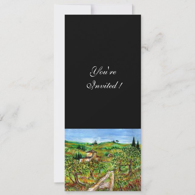 Convites OLIVEIRAS NA TOSCANA, verde preto (Frente)