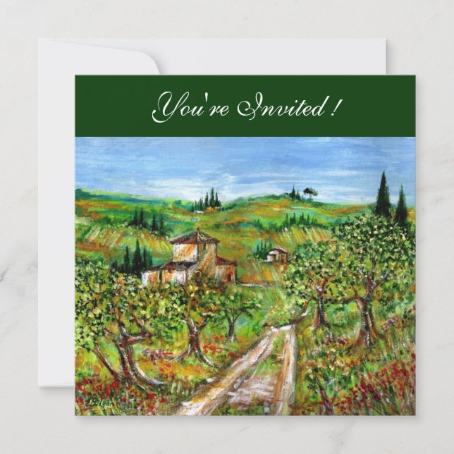Convites OLIVEIRAS NA TOSCANA, verde preto (Frente)