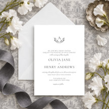 Olivia Elegante Simples Casamento Monograma Cinza