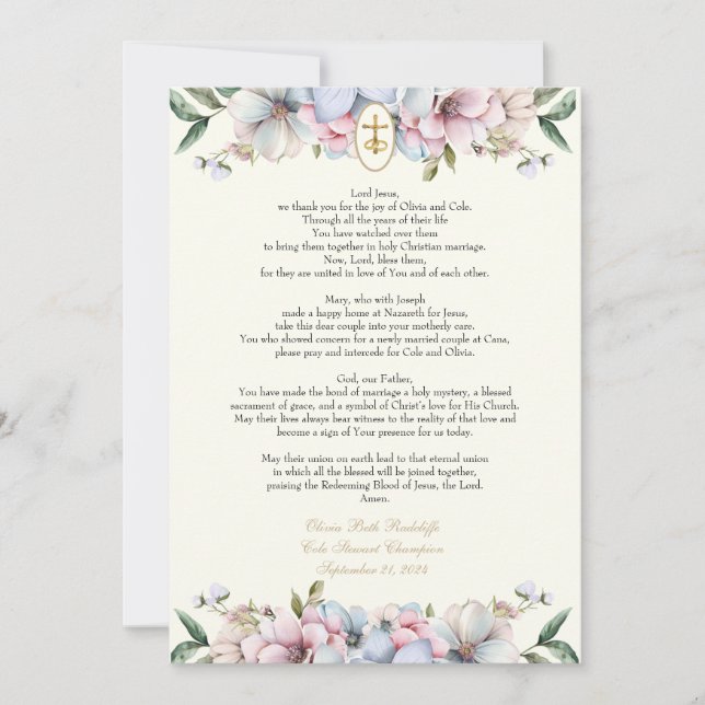 Convites Olivia Prayer Cards (Frente)