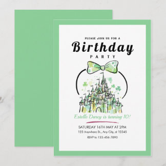 Convites olorful Rainbow Castle Girls 10th Birthday Invitat