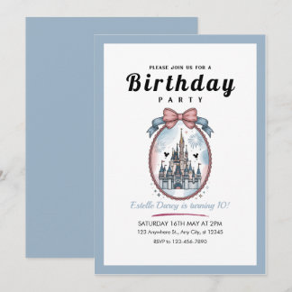 Convites olorful Rainbow Castle Girls 10th Birthday Invitat