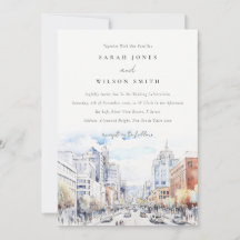 Omaha Nebraska Watercolor Landscape Wedding