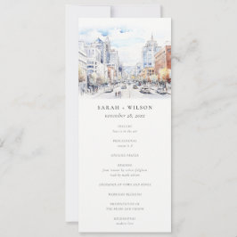 Convites Omaha Nebraska Watercolor Scape Wedding Program