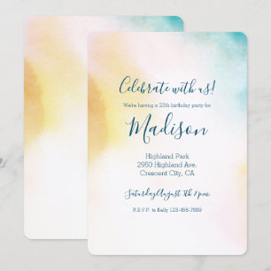 Convites Ombre Dourado Amarelo Azul