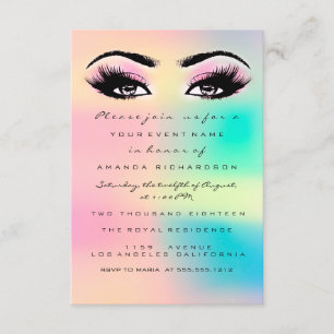 Convites Ombre Holographic Pastel Bridal Sweet 16th Eyelash