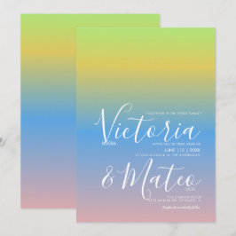 Convites Ombre Rainbow Yellow Blue Pink Casation