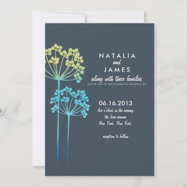 Convites Ombre Wildflower Wedding Design (Frente)