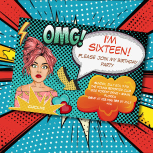Convites OMG! Eu sou... aniversário de criança adolescente.