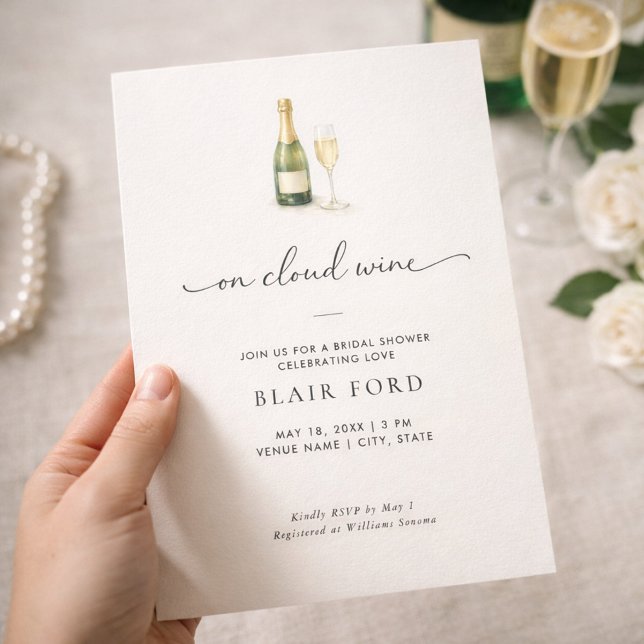 Convites On Cloud Wine Champagne Bridal Shower Invitation (Criador carregado)