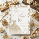Convites Once Upon a Sweet 16 Gold Princess Birthday<br><div class="desc">Celebrate her fairytale milestone with this elegant Once Upon a Sweet 16 invitation. Designed with a glamorous gold ball gown dress and soft princess-inspired details, this invitation sets the tone for a magical Sweet 16 celebration. Perfect for modern princess themes, fairytale birthdays, and luxe rose gold parties. Easily personalize all...</div>
