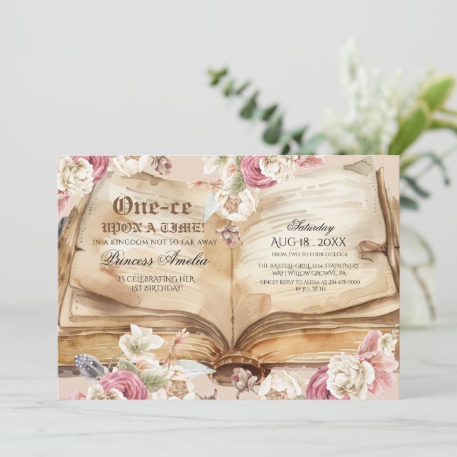 Convites Once Upon A Time 1st Birthday Party (Em pé/Frente)