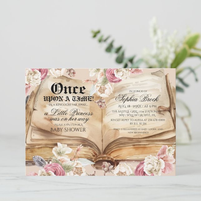 Convites Once Upon A Time Book Baby Shower (Em pé/Frente)