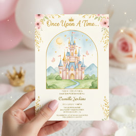 Convites once upon a time fairytale magical royal glitter