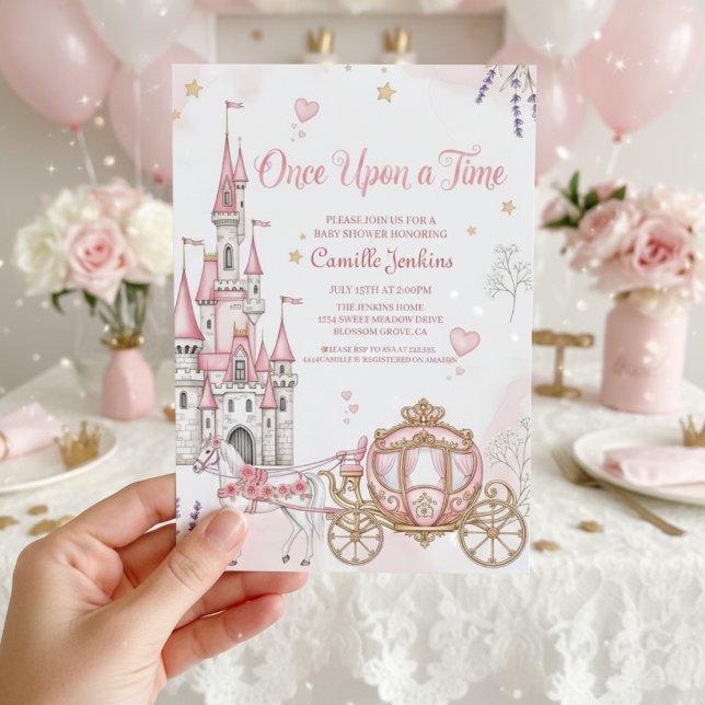 Convites once upon a time fairytale magical royal pink (Criador carregado)