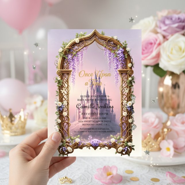 Convites once upon a time fairytale magical royal pink (Criador carregado)
