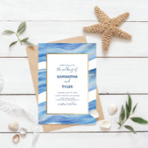 Onda de Aquarela de Elegância Costeira em Azul Clá