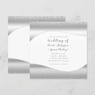 Convites Onda de Prata Brilho Glitter Luxo Glamour Casament