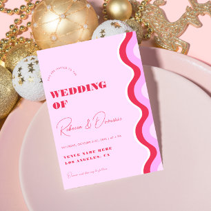 Convites Onda Retro Negrito Rosa e Vermelho Tudo em Um Casa