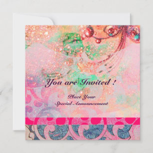 Convites ONDAS , brilhantes faíscas violeta azul rosa doura