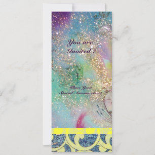 Convites ONDAS, brilho amarelo azul rosa dourado